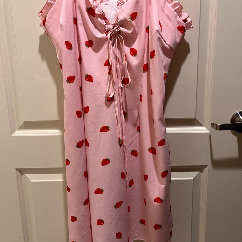 Pink Dress with Strawberry Print